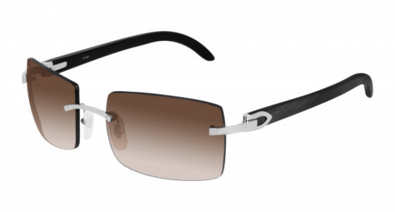 Cartier CT0024RS Sunglasses, 001 - SILVER with BLACK temples and BROWN lenses