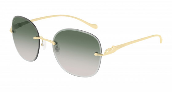 Cartier CT0028RS Sunglasses, 001 - GOLD with GREEN lenses