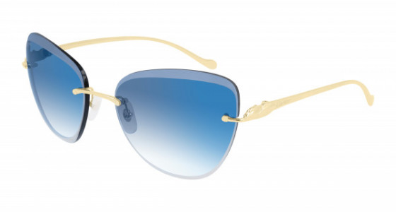Cartier CT0032RS Sunglasses, 002 - GOLD with BLUE lenses