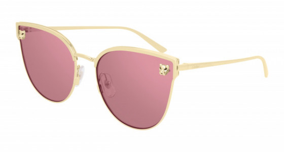 Cartier CT0198S Sunglasses, 004 - GOLD with PINK lenses