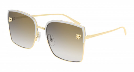 Cartier CT0199S Sunglasses, 001 - SILVER with GOLD temples and GREY lenses