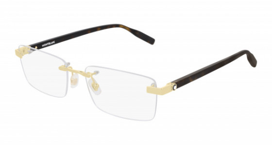 Montblanc MB0055O Eyeglasses, 006 - GOLD with HAVANA temples and TRANSPARENT lenses