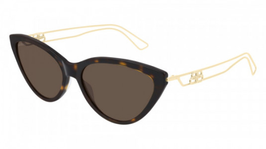 Balenciaga BB0052S Sunglasses, 001 - HAVANA with GOLD temples and BROWN lenses