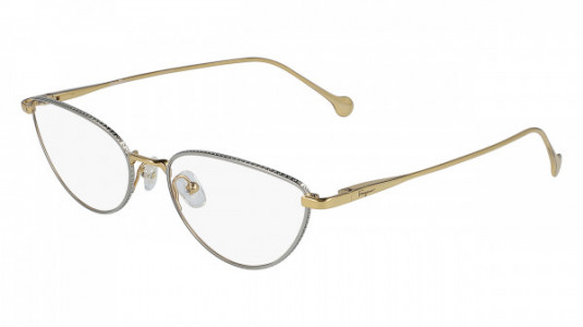 Ferragamo SF2188 Eyeglasses, (050) PALLADIUM/GOLD