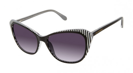 Lulu Guinness L164 Sunglasses, Black With Black/White Stripes (BLK)