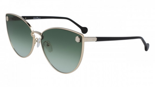 Ferragamo SF185S Sunglasses, (709) GOLD/GREEN LENS