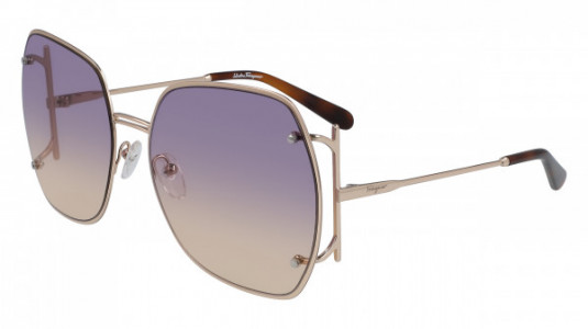 Ferragamo SF202S Sunglasses, (702) ROSE GOLD/VIOLET ROSE