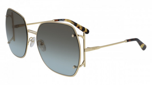 Ferragamo SF202S Sunglasses, (726) GOLD/KHAKI MINT