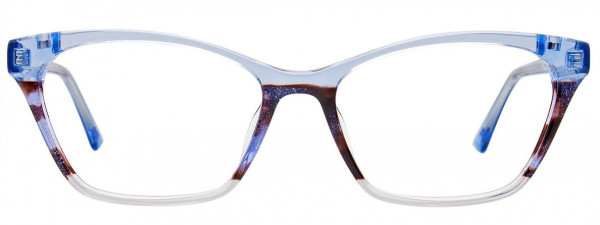 EasyClip EC542 Eyeglasses, 050 - Crystal Light Blue/Marbled Dark Brown/Light Blue
