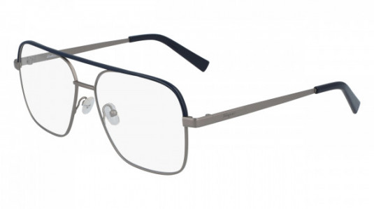 Ferragamo SF2199L Eyeglasses, (072) MATTE RUTHENIUM/BLUE LEATHER