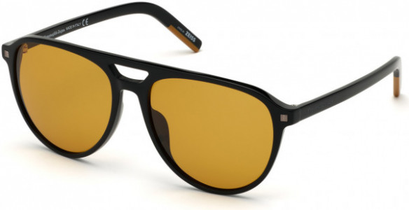 Ermenegildo Zegna EZ0133 Sunglasses, 01E - Shiny Black, Vicuna / Vicuna Tinted