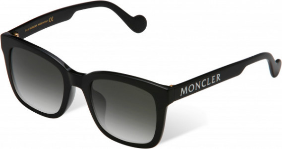 Moncler ML0113-K Sunglasses, 01A - Shiny Black W. White Moncler Logo/ Smoke Lenses