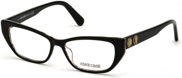 Roberto Cavalli RC5108 Eyeglasses, 005 - Shiny Black & Golden Zebra Print, Gold & Black, Enamel Dãƒâ©Cor