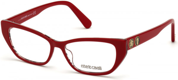 Roberto Cavalli RC5108 Eyeglasses, 068 - Shiny Red & Pink Zebra Print, Shiny Pale Gold & Red, Enamel Dãƒâ©Cor