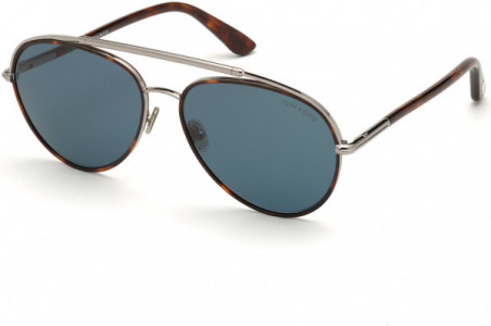 Tom Ford FT0748 Sunglasses, 54V - Shiny Light Ruthenium/ Dark Teal Lenses