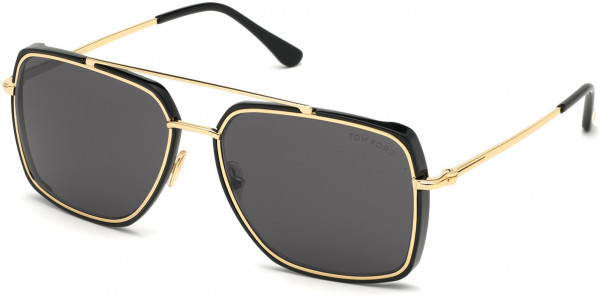 Tom Ford FT0750 Sunglasses, 01A - Shiny Rose Gold/ Shiny Black Temple Tips/ Roviex Lenses