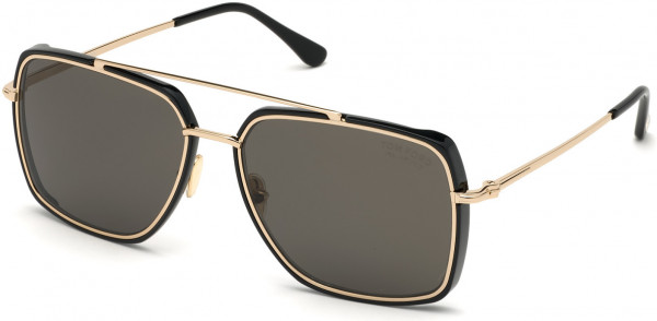 Tom Ford FT0750 Sunglasses, 01D - Shiny Rose Gold/ Shiny Black Temple Tips/ Polarized Smoke Lenses