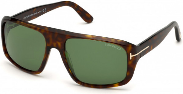 Tom Ford FT0754 Sunglasses, 52N - Shiny Classic Dark Havana/ Green Lenses