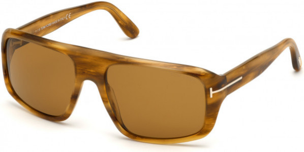 Tom Ford FT0754 Sunglasses, 56E - Shiny Brown Havana W. Dark Brown Stripes/ Vintage Brown Lenses