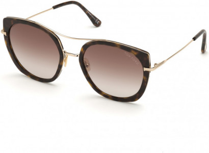 Tom Ford FT0760-F Sunglasses, 52F - Shiny Classic Dk. Havana W. Shiny Rose Gold/ Gradient Brown Lenses