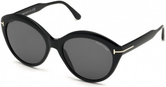 Tom Ford FT0763-F Maxine Sunglasses, 01A - Shiny Black/ Smoke Lenses