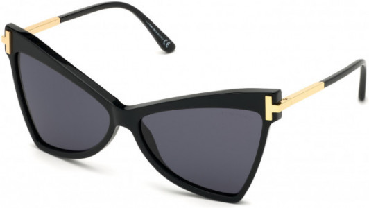 Tom Ford FT0767 Sunglasses, 01A - Shiny Black W. Shiny Endura Gold Temples/ Smoke Lenses