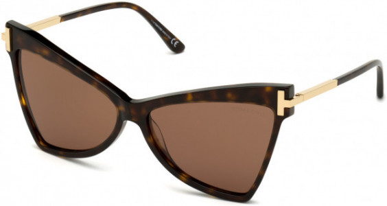 Tom Ford FT0767 Sunglasses, 52E - Shiny Classic Dark Havana W. Shiny Rose Gold Temples/ Brown Lenses