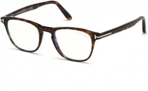 Tom Ford FT5625-B Eyeglasses, 052 - Shiny Classic Dark Havana/ Blue Block Leneses