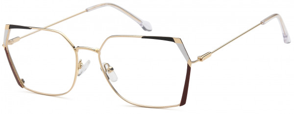 Di Caprio DC334 Eyeglasses, Gold Burgundy
