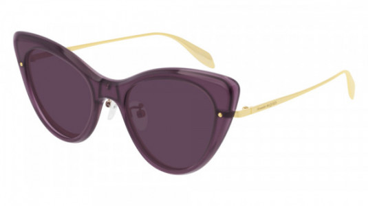 Alexander McQueen AM0233S Sunglasses, 004 - VIOLET with GOLD temples and VIOLET lenses