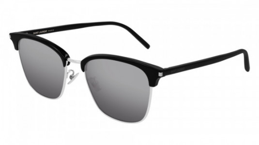 Saint Laurent SL 326/K Sunglasses, 002 - BLACK with SILVER lenses