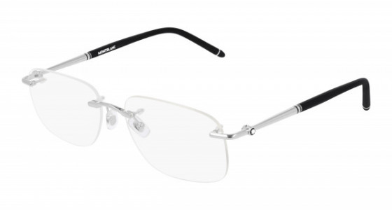 Montblanc MB0071O Eyeglasses, 004 - SILVER with TRANSPARENT lenses