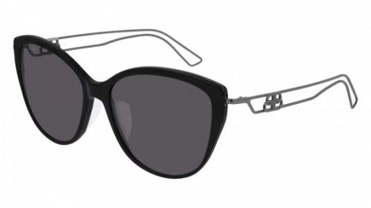 Balenciaga BB0057SK Sunglasses, 001 - BLACK with GREY temples and GREY lenses