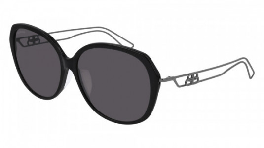 Balenciaga BB0058SK Sunglasses, 001 - BLACK with GREY temples and GREY lenses