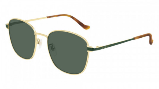 Gucci GG0575SK Sunglasses, 004 - GOLD with GREEN temples and GREEN lenses