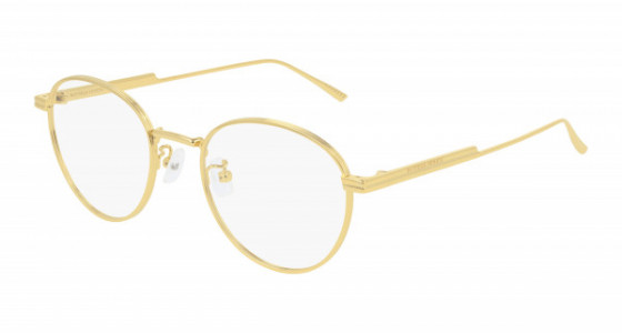 Bottega Veneta BV1016OA Eyeglasses, 002 - GOLD with TRANSPARENT lenses
