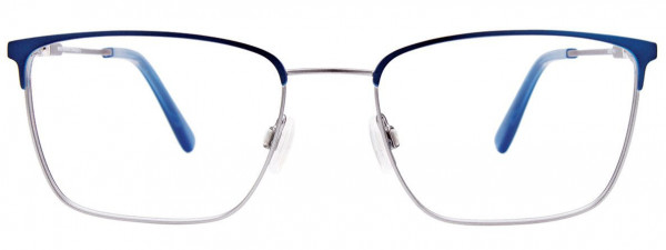EasyClip EC529 Eyeglasses, 050 - Satin Dark Blue & Steel