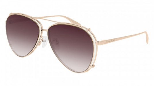 Alexander McQueen AM0263S Sunglasses, 004 - GOLD with RED lenses