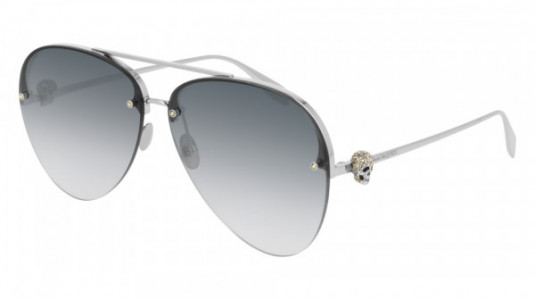 Alexander McQueen AM0270S Sunglasses, 001 - SILVER with GREY lenses
