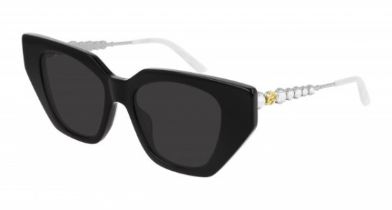 Gucci GG0641S Sunglasses, 001 - BLACK with SILVER temples and GREY lenses