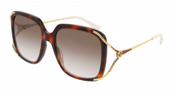 Gucci GG0647S Sunglasses, 002 - HAVANA with GOLD temples and BROWN lenses