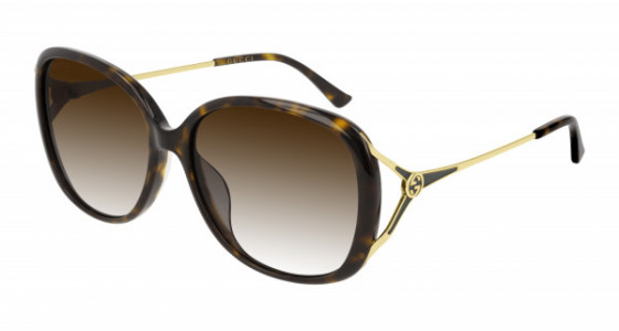 Gucci GG0649SK Sunglasses, 003 - HAVANA with GOLD temples and BROWN lenses