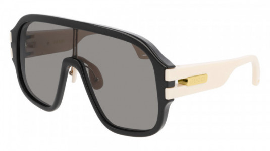 Gucci GG0663S Sunglasses, 001 - BLACK with IVORY temples and GREY lenses