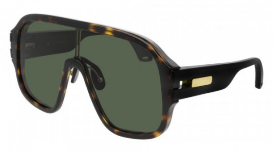 Gucci GG0663S Sunglasses, 003 - HAVANA with BLACK temples and GREEN lenses