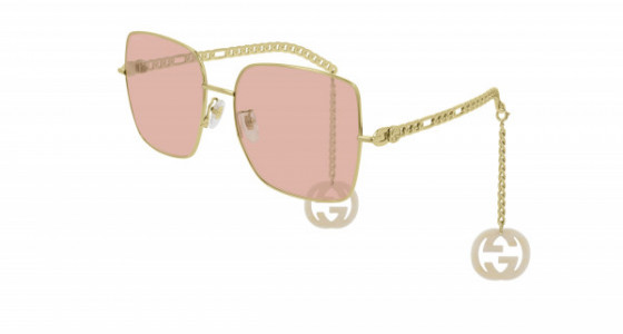 Gucci GG0724S Sunglasses, 003 - GOLD with PINK lenses