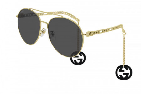 Gucci GG0725S Sunglasses, 001 - GOLD with GREY lenses