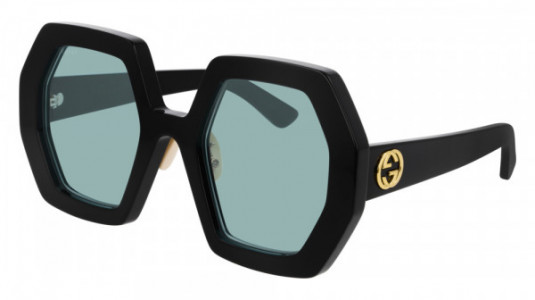 Gucci GG0772S Sunglasses, 001 - BLACK with GREEN lenses