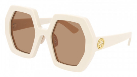 Gucci GG0772S Sunglasses, 002 - IVORY with BROWN lenses