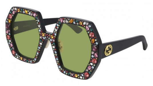Gucci GG0772S Sunglasses, 010 - BLACK with GREEN lenses