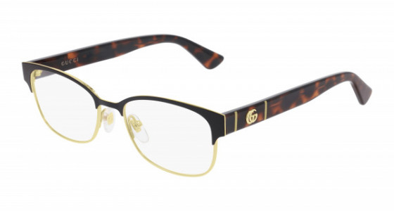 Gucci GG0751O Eyeglasses, 002 - BLACK with HAVANA temples and TRANSPARENT lenses
